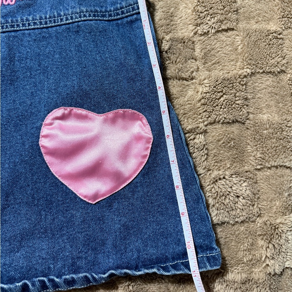 Vintage Barbie Denim Overalls with Pink Heart Pockets - Picture 5 of 8